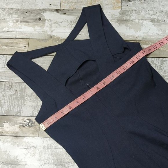 L’AGENCE Cutout Stretch Jersey Sheath Dress in Navy - Picture 3 of 8